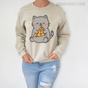 Sweatshirt Cute Cat Pizza 5