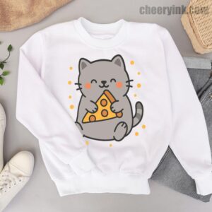 Sweatshirt Cute Cat Pizza 6
