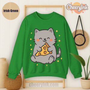 Sweatshirt Cute Cat Pizza Irish