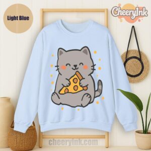 Sweatshirt Cute Cat Pizza Light