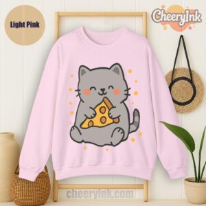 Sweatshirt Cute Cat Pizza Light
