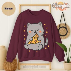 Sweatshirt Cute Cat Pizza
