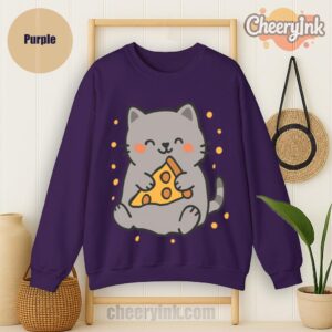Sweatshirt Cute Cat Pizza