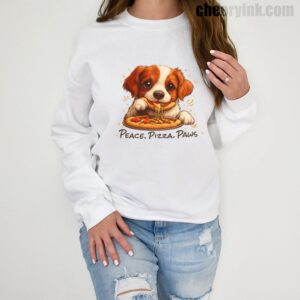 Sweatshirt Cute Spaniel Dog Eating Pizza 1