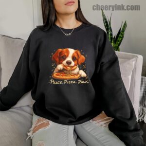Sweatshirt Cute Spaniel Dog Eating Pizza 10