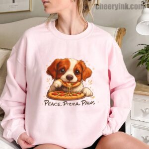 Sweatshirt Cute Spaniel Dog Eating Pizza 11