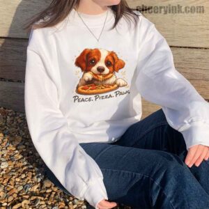 Sweatshirt Cute Spaniel Dog Eating Pizza 14
