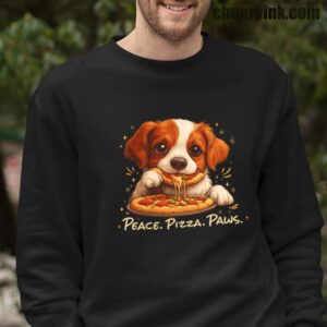 Sweatshirt Cute Spaniel Dog Eating Pizza 16