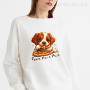 Sweatshirt Cute Spaniel Dog Eating Pizza 18