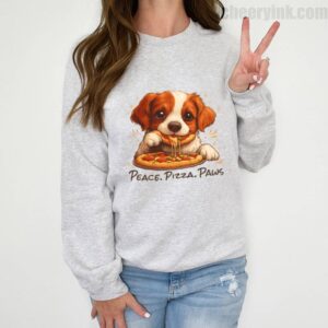 Sweatshirt Cute Spaniel Dog Eating Pizza 2