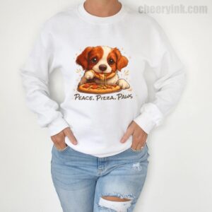 Sweatshirt Cute Spaniel Dog Eating Pizza 4