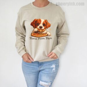 Sweatshirt Cute Spaniel Dog Eating Pizza 5