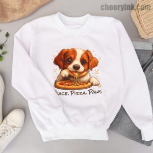 Sweatshirt Cute Spaniel Dog Eating Pizza 6