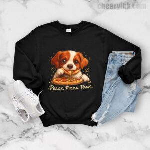 Sweatshirt Cute Spaniel Dog Eating Pizza 7