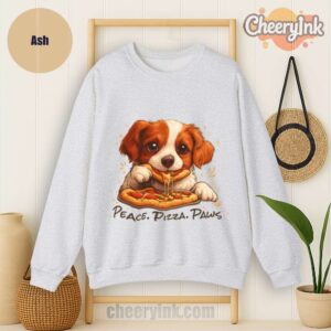 Sweatshirt Cute Spaniel Dog Eating Pizza