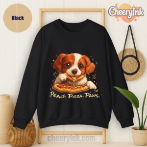Sweatshirt Cute Spaniel Dog Eating Pizza