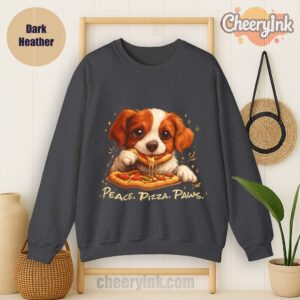 Sweatshirt Cute Spaniel Dog Eating Pizza Dark