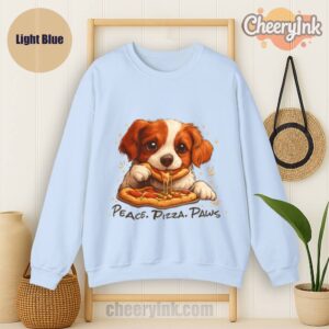 Sweatshirt Cute Spaniel Dog Eating Pizza Light