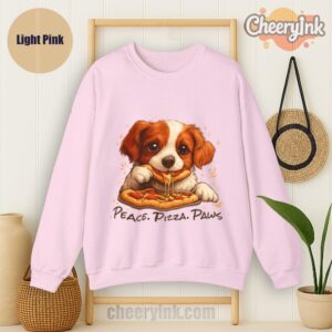 Sweatshirt Cute Spaniel Dog Eating Pizza Light