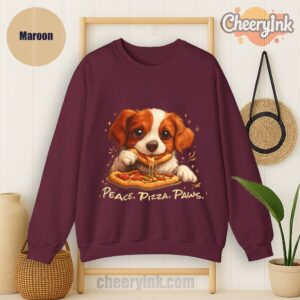 Sweatshirt Cute Spaniel Dog Eating Pizza