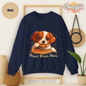 Sweatshirt Cute Spaniel Dog Eating Pizza