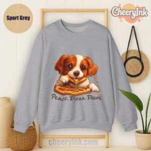 Sweatshirt Cute Spaniel Dog Eating Pizza Sport