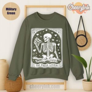 Sweatshirt Skeleton Pizza Lover Military