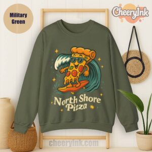 Sweatshirt Surfing Pizza Military