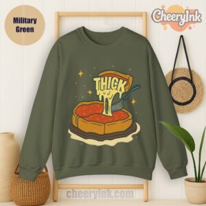 Sweatshirt Thick Deep Dish Pizza Military