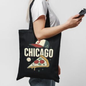 Tote Chicago Pizza Baseball 1 Black Tote