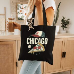 Chicago Pizza and Baseball Tote Bag