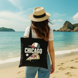 Tote Chicago Pizza Baseball 11 Black Tote