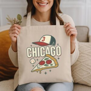 Tote Chicago Pizza Baseball 14 Natural Tote