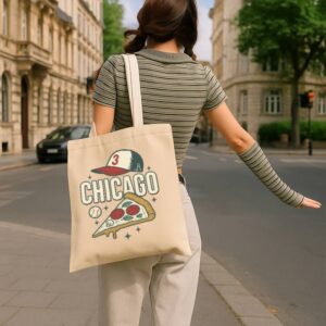 Tote Chicago Pizza Baseball 15 Natural Tote
