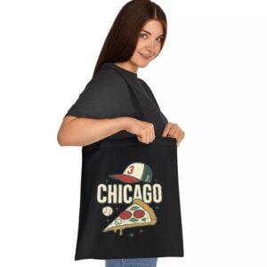Tote Chicago Pizza Baseball 2 Black Tote
