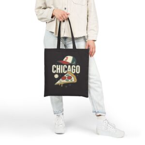 Tote Chicago Pizza Baseball 20 Black Tote