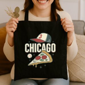 Tote Chicago Pizza Baseball 3 Black Tote