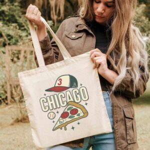 Tote Chicago Pizza Baseball 3 Natural Tote