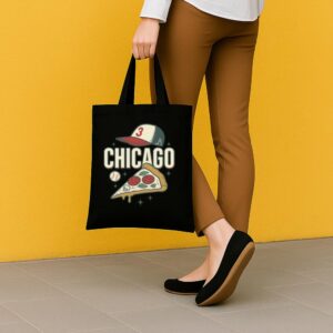 Tote Chicago Pizza Baseball 5 Black Tote