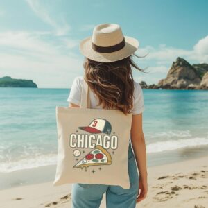Tote Chicago Pizza Baseball 7 Natural Tote