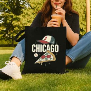 Tote Chicago Pizza Baseball 8 Black Tote