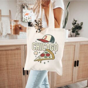 Tote Chicago Pizza Baseball 8 Natural Tote
