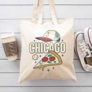 Tote Chicago Pizza Baseball 9 Natural Tote