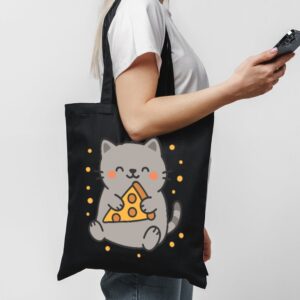 Tote Cute Cat Pizza 1 Black