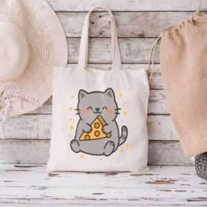 Tote Cute Cat Pizza 1 Natural