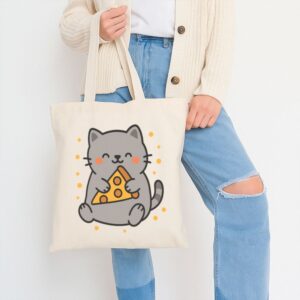 Tote Cute Cat Pizza 11 Natural