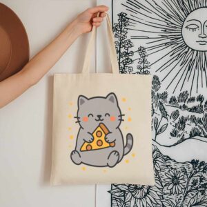 Tote Cute Cat Pizza 13 Natural