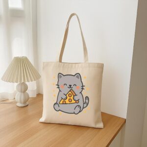 Tote Cute Cat Pizza 16 Natural
