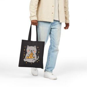 Tote Cute Cat Pizza 18 Black