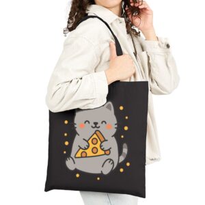 Tote Cute Cat Pizza 19 Black